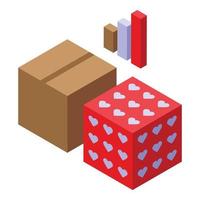 Marketing gift box icon isometric vector. Data work vector