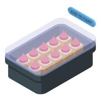 Online cake deliver icon isometric vector. Order delivery vector