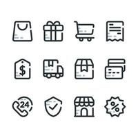 colección de conjunto de iconos de aplicaciones de comercio electrónico para ui ux vector