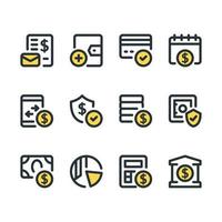 colección de conjunto de iconos de aplicaciones bancarias para ui ux vector