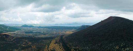 Panoramic aerial wide view of the active volcano Etna photo