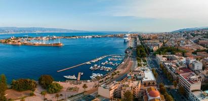 View of the Messina's port with the gold Madonna della Lettera statue photo