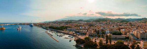 View of the Messina's port with the gold Madonna della Lettera statue photo
