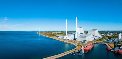 Aerial view of the most beautiful and eco friendly power plants in the world. photo