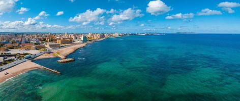 Aerial panoramic view of Trapani harbor, Sicily, Italy.