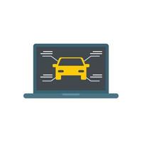 Car service laptop icon flat isolated vector