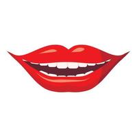 Red lips icon, cartoon style vector