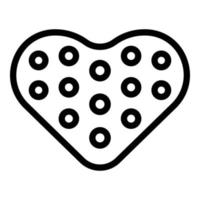 vector de contorno de icono de galleta en forma de corazón. bocadillo de galleta