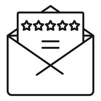 vector de contorno de icono de revisión de producto de correo. evaluación en línea