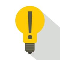 Yellow bulb with exclamation mark inside icon vector