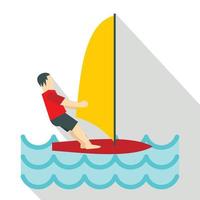 Windsurfing icon, flat style vector