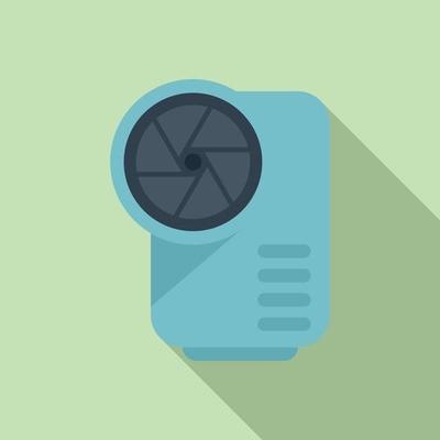 Action camera focus icon flat vector. Goal social