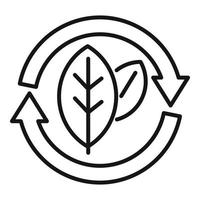 Recicle el vector de contorno de icono de hoja ecológica. salvar planta