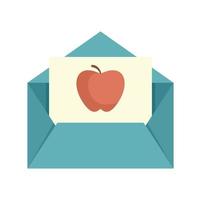 Envelope red apple newtons day icon flat isolated vector