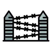 Prison fence wire icon color outline vector