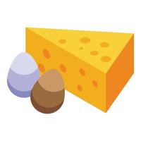 Farm cheese egg icon isometric vector. Hay bale vector