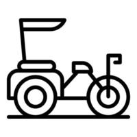 vector de contorno de icono de bicicleta de carro. viejo triciclo