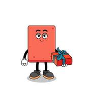 brick mascot illustration giving a gift vector