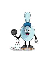 Mascot of spoon as a bowling player vector