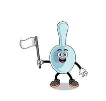 Cartoon Illustration of spoon holding a white flag vector
