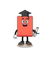 brick mascot with graduation pose vector