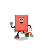 Mascot cartoon of brick running on finish line vector