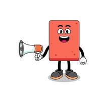 brick cartoon illustration holding megaphone vector