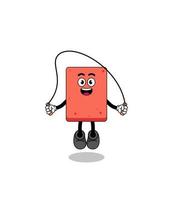 brick mascot cartoon is playing skipping rope vector