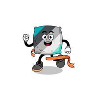 Mascot cartoon of throw pillow running on finish line vector