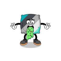 throw pillow mascot cartoon vomiting vector