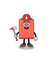 Cartoon mascot of brick firefighter vector