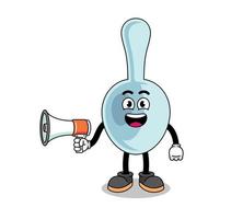 spoon cartoon illustration holding megaphone vector