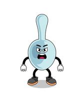 spoon cartoon illustration with angry expression vector