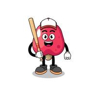 cashew mascot cartoon as a baseball player vector