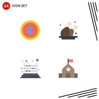 4 Universal Flat Icon Signs Symbols of bluetooth math chicken plate school Editable Vector Design Elements