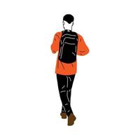 illustration of a schoolboy studying, a schoolboy character with a simple design vector