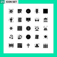 Pictogram Set of 25 Simple Solid Glyphs of bath cream data stop multimedia Editable Vector Design Elements