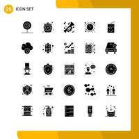 Pack of 25 Modern Solid Glyphs Signs and Symbols for Web Print Media such as time economy time banking trumpet Editable Vector Design Elements