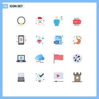 Universal Icon Symbols Group of 16 Modern Flat Colors of click mobile seo cap label performance Editable Pack of Creative Vector Design Elements