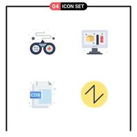 Pack of 4 creative Flat Icons of controller file format creative cdr file triangle Editable Vector Design Elements