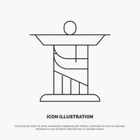 Jesus Christ Monument Landmark Vector Line Icon