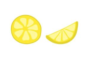 A slice of lemon and half a slice of lemon on a white background. vector illustration