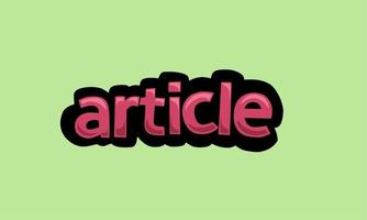 ARTICLE writing vector design on a green background