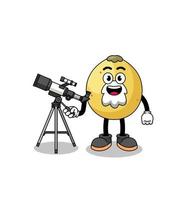 Illustration of langsat mascot as an astronomer vector