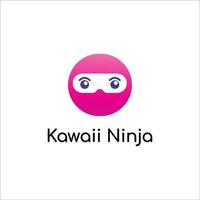 Pink Kawaii Ninja. Cute Ninja Logo Design Template. Superhero Character vector