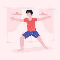 una ilustración plana de meditación vector