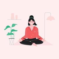 una ilustración plana de meditación vector