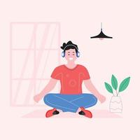 una ilustración plana de meditación vector