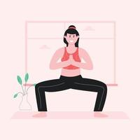 una ilustración plana de meditación vector