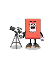 Illustration of brick mascot as an astronomer vector